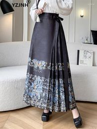 Skirts YZJNH 2024 Autumn Horse Face Skirt Chinese Style Half Length Versatile A-line Adjustable Waist