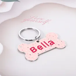 Dog Tag Personalized Bone Pet Pink Cookie Cat Anti-lost ID Collar Custom Name For Puppy Kitten Gift Necklace Accessories