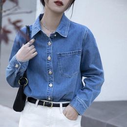 Men's Casual Shirts 2024 Blue Soft Denim Shirt Coat Women's Loose Spring And Autumn Long Sleeved Layered