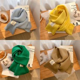 Fashion Scarves Solid Winter Knitted Scarf for Women Design Warm Woolen Yarn Neckercheif Elastic Long Muffler Korean Style Shawl Wraps 231027