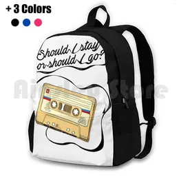 Backpack Should I Stay Go ? Outdoor Hiking Waterproof Camping Travel Series Tv Geek Nerd 80 Retro Music N Roll Punk