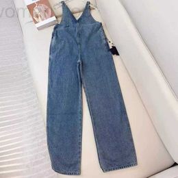Women's Jumpsuits & Rompers Designer Spring/Summer New Pra Korean Edition Minimalist Style, Age Reducing Fashion, Casual Pure Cotton Washed Denim Strap Pants JS9O