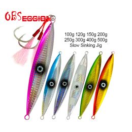 Accessories OBSESSION 100g500g Metal Slow Sinking Jigging Squid Carp Fishing Accessories Sea pesca Spinning Jigs Lure With Assist Hooks