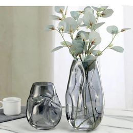 Vases Creative Irregular Twist Glass Vase Desk Decoration Hydroponics Flowers Pots Flower Arrangement Modern Home Decor Floral