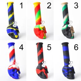 Skull Silicone Water Pipe 8.7Inch height Silicone Smoking Bong Silicone oil rig good price free shipping LL