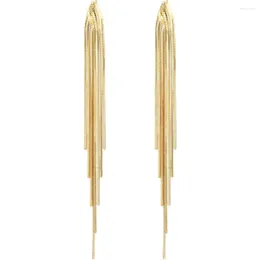 Backs Earrings Gold Tassel Dangle Flash Drilling Cool Drop Pendant Alloy Clip On Miss For Women