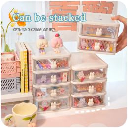 Bins Kawaii Stationery Storage Box Student Desktop Drawer Pen Holder Home Hair Accessories Sundries Girl Heart Storage Rack Organiser