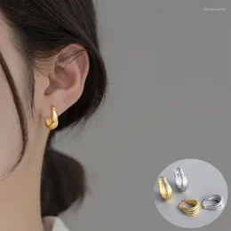 Hoop Earrings 925 Sterling Silver Geometric For Women Girl Simple U-shaped Spiral Grain Design Jewellery Party Gift Drop