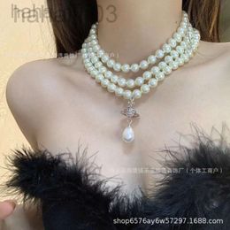 Desginer Viviennes westwood High Version 1 1 Western Empress Dowager Three Layer Pearl Water Drop Saturn Necklace Advanced Female Live Broadcast