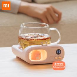 Irrigators Xiaomi Electric Cup Heater Pad Autooff Coffee Mug Warmer Mat 75° LED Display for Home Office Milk Tea Water Warmer Night Light