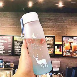 Water Bottles 560ml Travel Plastic Gradient Colour Fantasy Elk Space Cup Bottle Frosted