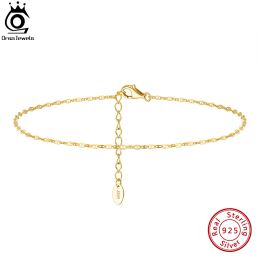 Strands ORSA JEWELS 925 Sterling Silver Mariner Chain Anklets Fashion Women Summer 14K Gold Foot Bracelet Ankle Straps Jewellery SA24