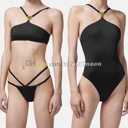 Women Designer Bathing Suit Sexy Swimsuit Panties One Piece Swimwear Gold Buckle Bikini Set