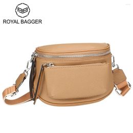 Totes Royal Bagger Genuine Leather Saddle Bags Large Capacity Crossbody Bag Trendy Retro Shoulder Purse For Women 1646