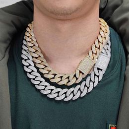 High Quality Hip Hop 20mm Bubble Miami Cuban Chain Bracelet Four Rows Iced Out Diamond Cuban Link Chain Necklace for Men