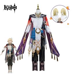 Anime kostiumy Kaveh Genshin Impplay Cosplay Come Wig Anime Game Hallown Party Comic Con For Mens Mundur Full Set Y240422