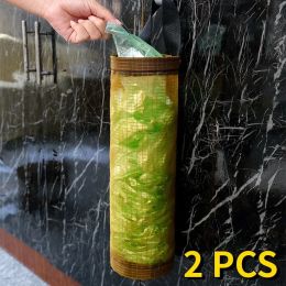 Bags 2pcs Home Grocery Bag Holder Wall Mount Plastic Bag Holder Dispenser Hanging Storage Trash Garbage Bag Kitchen Garbage Organizer