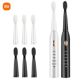 Heads Xiaomi New Ultrasonic Electric Toothbrush ABS IPX7 Waterproof Rechargeable Tooth Brushes Soft Bristles Whitening Tooth Brush