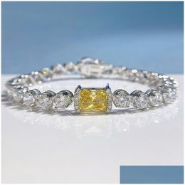 Bracelets Trendy Topaz Diamond Bangle Bracelet 100% Real 925 Sterling Sier For Women Bridal Engagement Jewelry Gift Drop Delivery Dhdja