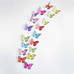 Crystal Wall Butterfly 3D Colorful Stickers Creative Butterflies with Diamond Home Decor Kids Room Decoration Art 15PCS ation