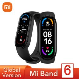 Wristbands Global Version Xiaomi Mi Band 6 AMOLED Screen Blood Oxygen Fitness Traker Heart Rate 5ATM Waterproof Smart