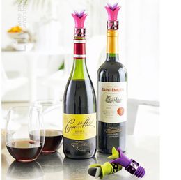 Lily Wine Bottle Stoppers Bar Tools Flower Silicone Approved Food Grade Durable Wine pourer5407334