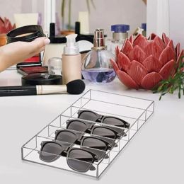 Bins 6 Grids Clear Eye Glass Organiser Case Sunglass Display Stand Makeup Brush Lipstick Nail Polish Cosmetics Finishing Storage Box