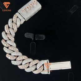 Fine Jewellery Bracelets Pass the Diamond Test Hip Hop Jewellery Two Stone Shiny Diamond Cuban Link Chain and Bracelet Set for Men