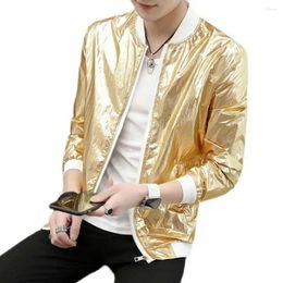 Men's Jackets Nightclub Stage Costume Stylish Glossy Solid Color Cardigan Jacket For Hip Hop Street Dance Performance