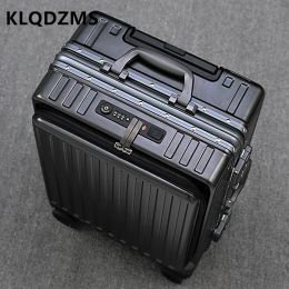 Luggage KLQDZMS 20"22"24"26 Inch New Suitcase Front Opening Aluminum Frame Trolley Case Universal Business Boarding Box Rolling Luggage