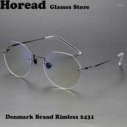 Sunglasses Frames Denmark Fashion Rimless Glasses Frame Pure Titanium Men Women Frameless Ultralight Optical Eyewear Gafas Eyeglasses