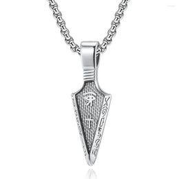 Pendant Necklaces Retro Eye Of Horus Ankh Egyptian Cross Necklace Spearhead Arrowhead For Men Stainless Steel Jewelry250K