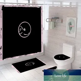 Simple Letter Printed Shower Curtains Set Designer Carpet Toilet Seat Cover Floor Mat Bathroom Non Slip Mats Sets Quatily