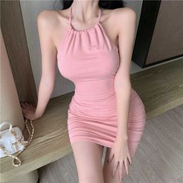 Sexy Tight Wrapped Hip Suspended Dress for Womens Spring and Autumn Slim Fit Dress with Elastic Design at the Waist Spicy Girl Bottom Short Skirt