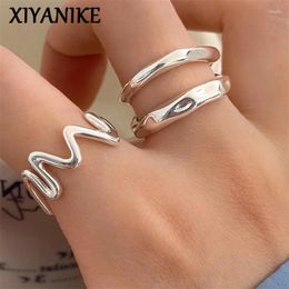 Cluster Rings XIYANIKE Summer Beach Double Line Wave Open Cuff Finger For Women Girl Fashion Jewellery Lady Gift Party Anillos Mujer