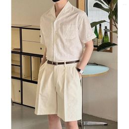 Men's Casual Shirts 80% Linen 20% Cotton Breathable Circular Arc Collar Men Short Sleeve Business Fashion Blouses For Man
