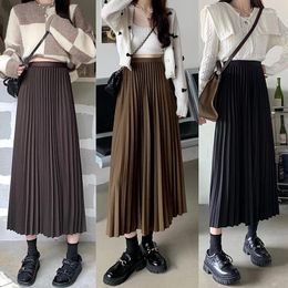 Skirts 3Colors Long Women 2024 Spring Summer Ankle Length Casual High Waist Pleated Female(L7043