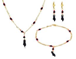 Charm Bracelets Pulsera Mano De Azabache Bebe18k Gold Filled Lucky Hand Baby Bracelet And Necklace Set For Women Girls Gifts5081711