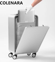 Luggage COLENARA 17"20"24 Inch Metal Aluminium Magnesium Alloy Luggage Antibacterial Side Opening Luggage Business Expansion Suitcase