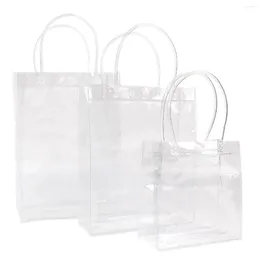 Shopping Bags Multisize Transparent Soft PVC Tote Handbag Packaging With Hand Loop Clear Plastic Cosmetic Bag