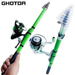 Accessories 1.5/1.8/2.1/2.4/2.7/3.0m Telescopic Fishing Rod Reel Combo Carbon Fiber Rod Pole Spinning Reel Pesca Fishing Gear Set