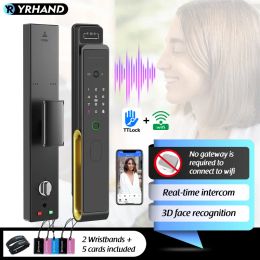 Control YRHAND Ttlock WiFi 3D Face Recognition Smart Fingerprint Door Lock With Camera Remote APP Real time intercom For Smart Home