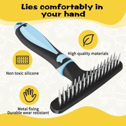 Grooming Pet Deshedding Brush DoubleSided Undercoat Rake For Dogs & Cats Shedding Comb And Dematting Tool For Pets Grooming