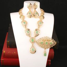 Necklaces Bridal Jewellery Set Algeria Wedding Jewellery Moroccan Women Crystal Brooch Earrings Necklace Elegant Womens Necklaces Indian