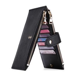 Holders Women's Card Bag Cross Pattern Wallet Bidirectional Folding Multifunctional RFID Antitheft Brush With Zipper Cheap And Fine