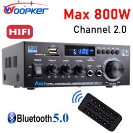 Amplifier Woopker AK45 HiFi Digital Amplifier Max Power 90Wx2 Channel 2.0 Bluetooth Surround Sound AMP Speaker for Home Car