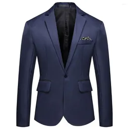 Men's Suits Classic Men Blazer Handsome Long Sleeve Slim Suit Business Decorative Pocket Jacket Workwear Formal Top