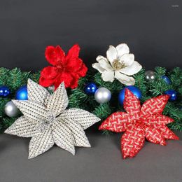 Christmas Decorations Flower Glitter Poinsettia Wreath Decoration For Diy Holiday Art Party Arrangement