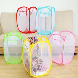 Laundry Bags Portable Clothing Storage Supplies Foldable Mesh Basket Up Washing Clothes LX8208