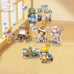 Blocks Loz Trendy Migrant Workers Workplace Spit Small Particles Building Blocks Toy Model Decoration Paid Fish Moving Brick